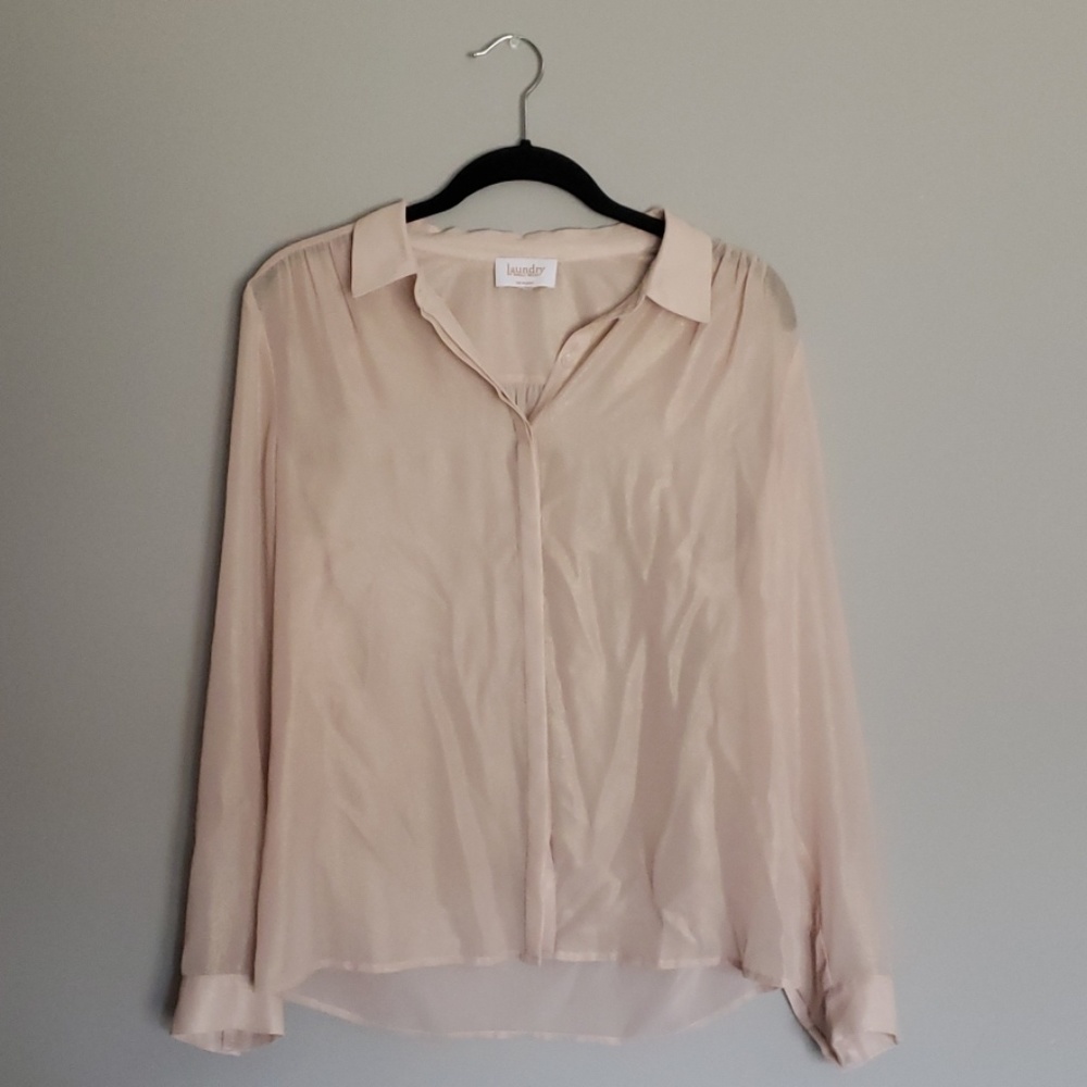 Pink Sheer Womens Blouse- Size M